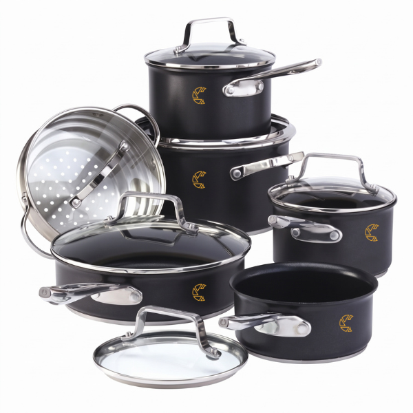 1 (12) MezaHomes 12-Piece Hard-Anodized Nonstick Cookware Set - Image 1