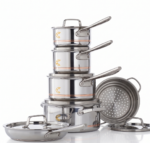 MezaHomes Professional 12-Piece 5-Ply Copper Core Stainless Steel Cookware Set