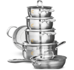 MezaHomes Classic 11-Piece 3-Ply Stainless Steel Cookware Set