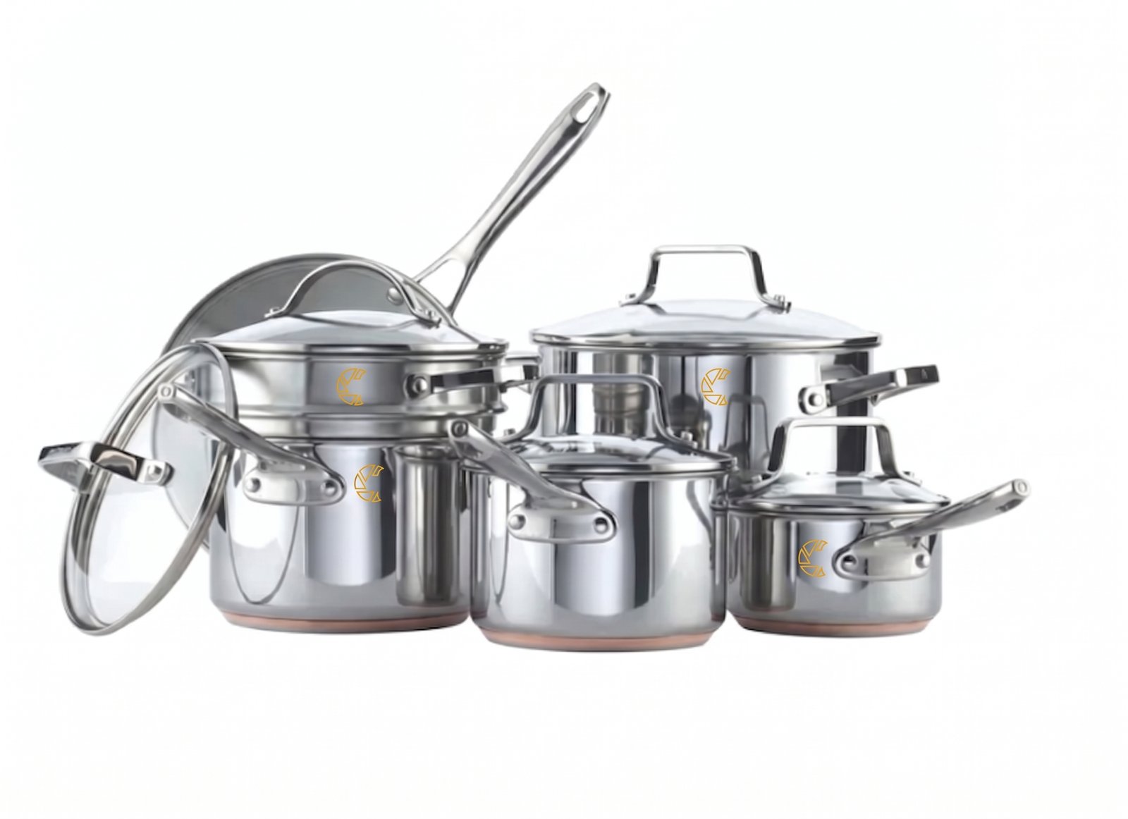 1 MezaHomes 12-Piece 5-Ply Copper Core Stainless Steel Cookware Set - Image 1