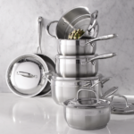 MezaHomes Classic 11-Piece 3-Ply Stainless Steel Cookware Set - Image 4