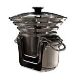 MezaHomes Signature 10-Piece Stacking Stainless Steel Cookware Set – Aluminum Base, Induction Compatible - Image 4