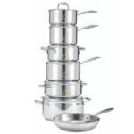 MezaHomes Signature 13-Piece 3-Ply Stainless Steel Cookware Set - Image 2