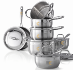MezaHomes Classic 11-Piece 3-Ply Stainless Steel Cookware Set - Image 3