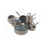 MezaHomes Classic 12-Piece Champagne Bronze Nonstick Aluminum Cookware Set