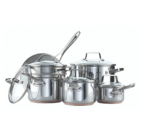 MezaHomes 12-Piece 5-Ply Copper Core Stainless Steel Cookware Set