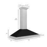 ZLINE 48 Inch Wall Mount Range Hood Convertible Satin Stainless Steel Black Matte Shell Stainless Steel Handle (KB4SNX-BLM-48) - Image 7