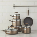 MezaHomes Classic 12-Piece Champagne Bronze Nonstick Aluminum Cookware Set - Image 2