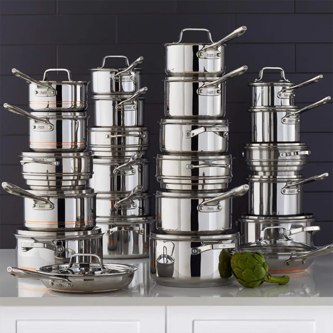 MezaHomes Professional 12-Piece 5-Ply Copper Core Stainless Steel Cookware Set - Image 5