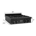 ZLINE 4-Piece Appliance Package - 30 In. Rangetop, Wall Oven, Refrigerator, and Microwave Oven in Black Stainless Steel, 4KPR-RTB30-MWAWS - Image 11
