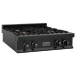 ZLINE 4-Piece Appliance Package - 30 In. Rangetop, Wall Oven, Refrigerator, and Microwave Oven in Black Stainless Steel, 4KPR-RTB30-MWAWS - Image 6