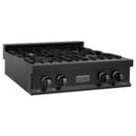 ZLINE 4-Piece Appliance Package - 30 In. Rangetop, Wall Oven, Refrigerator, and Microwave Oven in Black Stainless Steel, 4KPR-RTB30-MWAWS - Image 7