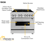 ZLINE Appliance Package - 36 In. Dual Fuel Range, Range Hood, Microwave Oven in Stainless Steel, 3KP-RARHMWO-36 - Image 13