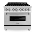 ZLINE Appliance Package - 36 In. Dual Fuel Range, Range Hood, Microwave Oven in Stainless Steel, 3KP-RARHMWO-36 - Image 4