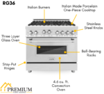 ZLINE Appliance Package - 36 In. Gas Range, Range Hood, Microwave Oven in Stainless Steel, 3KP-RGRHMWO-36 - Image 13
