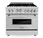 ZLINE Appliance Package - 36 In. Gas Range, Range Hood, Microwave Oven in Stainless Steel, 3KP-RGRHMWO-36 - Image 4