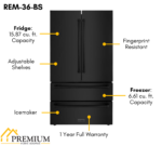 ZLINE 4-Piece Appliance Package - 30 In. Rangetop, Wall Oven, Refrigerator, and Microwave Oven in Black Stainless Steel, 4KPR-RTB30-MWAWS - Image 28