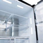 ZLINE 36 in. French Door Refrigerator 28.9 cu. ft. Standard-Depth, External Water Dispenser, Dual Ice Maker, Fingerprint-Resistant Black Stainless Steel, Polished Gold Helix Handles (RSMZ-W-36-BS-KG) - Image 9