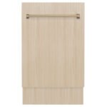 ZLINE Autograph 18" Tallac Series 3rd Rack Top Control Dishwasher In Custom Panel Ready With Champagne Bronze Handle, DWVZ-18-CB - Image 3