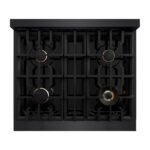 ZLINE 30 in. Dual Fuel Range 4.2 cu. ft. 4 Burner Gas Cooktop Electric Convection Oven Black Stainless Steel Polished Gold Accents (HDRBZ-30-G) - Image 4