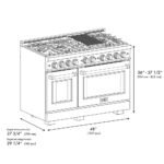 ZLINE 48 in. Dual Fuel Range 6.7 cu. ft. Double Oven 8 Burner Gas Cooktop Stainless Steel Black Matte Doors Champagne Bronze Accents (HDRZ-BLM-48-CB) - Image 10
