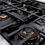 ZLINE 48 in. Dual Fuel Range 6.7 cu. ft. Double Oven 8 Burner Gas Cooktop Stainless Steel Black Matte Doors Champagne Bronze Accents (HDRZ-BLM-48-CB) - Image 5