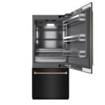 ZLINE 36 in. Built-In Bottom Freezer Refrigerator 19.8 cu. ft. Water Dispenser Ice Maker Black Stainless Steel Champagne Bronze Handles (GRBITZ-BS36-KCB) - Image 3