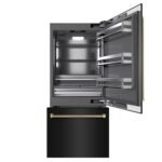ZLINE 36 in. Built-In Bottom Freezer Refrigerator 19.8 cu. ft. Water Dispenser Ice Maker Black Stainless Steel Champagne Bronze Handles (GRBITZ-BS36-KCB) - Image 2