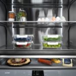 ZLINE 30 in. Built-In Bottom Freezer Refrigerator 16.1 cu. ft. Water Dispenser, Ice Maker, Black Stainless Steel, Graphite Gray Interior, Polished Gold Helix Handles (GRBIVZ-BS30KG) - Image 9