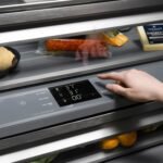 ZLINE 30 in. Built-In Bottom Freezer Refrigerator 16.1 cu. ft. Water Dispenser, Ice Maker, Black Stainless Steel, Graphite Gray Interior, Polished Gold Helix Handles (GRBIVZ-BS30KG) - Image 7