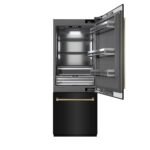 ZLINE 30 in. Built-In Bottom Freezer Refrigerator 16.1 cu. ft. Water Dispenser, Ice Maker, Black Stainless Steel, Graphite Gray Interior, Polished Gold Helix Handles (GRBIVZ-BS30KG) - Image 2