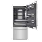 ZLINE 36 in. Built-In Bottom Freezer Refrigerator 19.8 cu. ft. with Water Dispenser, Ice Maker, Stainless Steel Finish, Graphite Gray Interior and Polished Nickel Helix Handles (GRBITZ-30436KPN) - Image 2