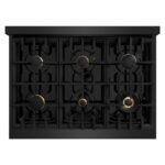 ZLINE 36 in. Dual Fuel Range 5.2 cu. ft. 6 Burner Gas Cooktop Electric Convection Oven Black Stainless Steel with Polished Gold Accents (CDRBZ-36-G) - Image 5