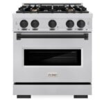 ZLINE 30 in. Gas Range 4.2 cu. ft. 4 Burner Stainless Steel with Matte Black Accents (CGRZ-30-MB)