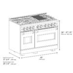 ZLINE 48 in. Gas Range Double Oven 6.7 cu. ft. 8 Burner Stainless Steel with Matte Black Accents (CGRZ-48-MB) - Image 10