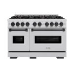 ZLINE 48 in. Gas Range Double Oven 6.7 cu. ft. 8 Burner Stainless Steel with Matte Black Accents (CGRZ-48-MB)