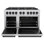 ZLINE 48 in. Gas Range Double Oven 6.7 cu. ft. 8 Burner Stainless Steel with Matte Black Accents (CGRZ-48-MB) - Image 3