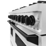 ZLINE 48 in. Gas Range Double Oven 6.7 cu. ft. 8 Burner Stainless Steel with Matte Black Accents (CGRZ-48-MB) - Image 4
