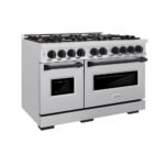 ZLINE 48 in. Gas Range Double Oven 6.7 cu. ft. 8 Burner Stainless Steel with Matte Black Accents (CGRZ-48-MB) - Image 2
