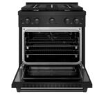 ZLINE Appliance Package - 30 In. Gas Range with Brass Burners, Microwave Oven, Range Hood in Black Stainless Steel, 3KP-SGRBRHMWO-30 - Image 3