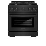 ZLINE Appliance Package - 30 In. Gas Range with Brass Burners, Microwave Oven, Range Hood in Black Stainless Steel, 3KP-SGRBRHMWO-30 - Image 2