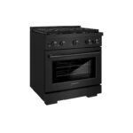 ZLINE Appliance Package - 30 In. Gas Range with Brass Burners, Microwave Oven, Range Hood in Black Stainless Steel, 3KP-SGRBRHMWO-30 - Image 4