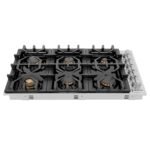 ZLINE 36" Gas Cooktop with 6 Gas Brass Burners and Black Porcelain Top, RC-BR-36-PBT - Image 3