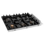 ZLINE 36" Gas Cooktop with 6 Gas Brass Burners and Black Porcelain Top, RC-BR-36-PBT