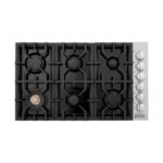 ZLINE 36" Gas Cooktop with 6 Gas Brass Burners and Black Porcelain Top, RC-BR-36-PBT - Image 2