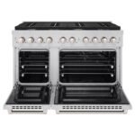 ZLINE Kitchen Appliance Package - 48 In. Gas Range with Brass Burners, Range Hood and Microwave Oven in Black Stainless Steel, 3KP-SGRBRHMWO-48 - Image 3