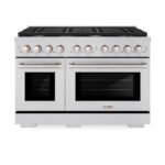 ZLINE Kitchen Appliance Package - 48 In. Gas Range with Brass Burners, Range Hood and Microwave Oven in Black Stainless Steel, 3KP-SGRBRHMWO-48 - Image 2
