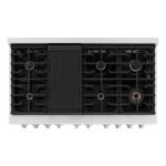 ZLINE Kitchen Appliance Package - 48 In. Gas Range with Brass Burners, Range Hood and Microwave Oven in Black Stainless Steel, 3KP-SGRBRHMWO-48 - Image 4