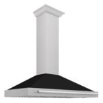 ZLINE 48 Inch Wall Mount Range Hood Convertible Satin Stainless Steel Black Matte Shell Stainless Steel Handle (KB4SNX-BLM-48)