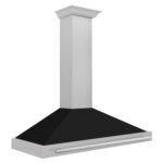 ZLINE 48 Inch Wall Mount Range Hood Convertible Satin Stainless Steel Black Matte Shell Stainless Steel Handle (KB4SNX-BLM-48) - Image 4
